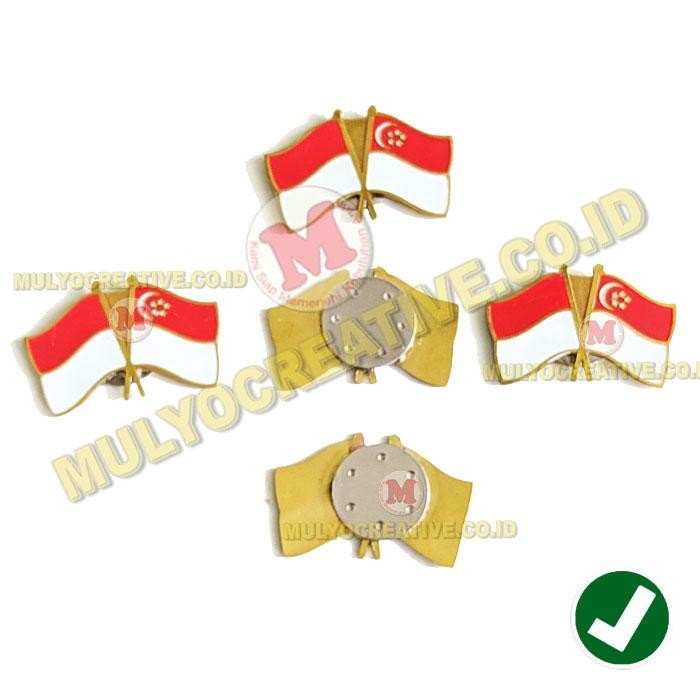 

Pin Cross Flag Singapura Indonesia Pin Bendera Persahabatan Magnet PREMIUM