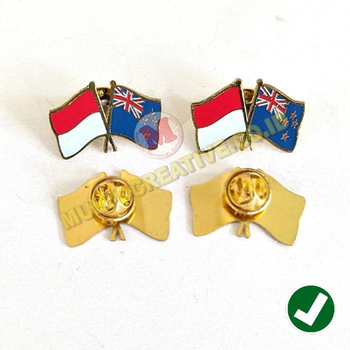 

Flag Pin Indonesia New Zealand - Pin Bendera Persahabatan Negara PREMIUM