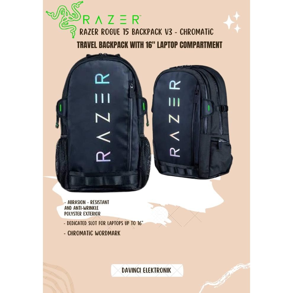 HOT SALE TAS RAZER ROGUE 15 BACKPACK V3 - CHROMATIC