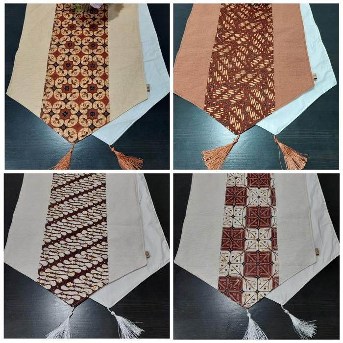 "ZIRA" Taplak Meja panjang Batik, Taplak Meja Dua Lapis Tenun Batik
