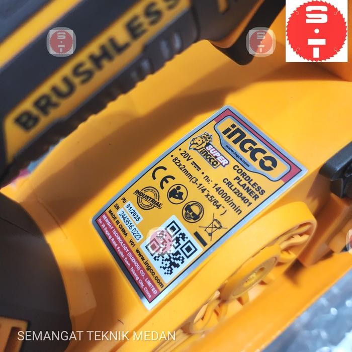 Crli20401 Cordless Mesin Serut Ketam Planner Planer Kayu 3" Unit Ingco