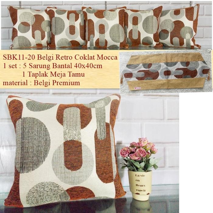 SARUNG BANTAL SOFA KURSI MINIMALIS MODERN RETRO COKLAT MOCCA