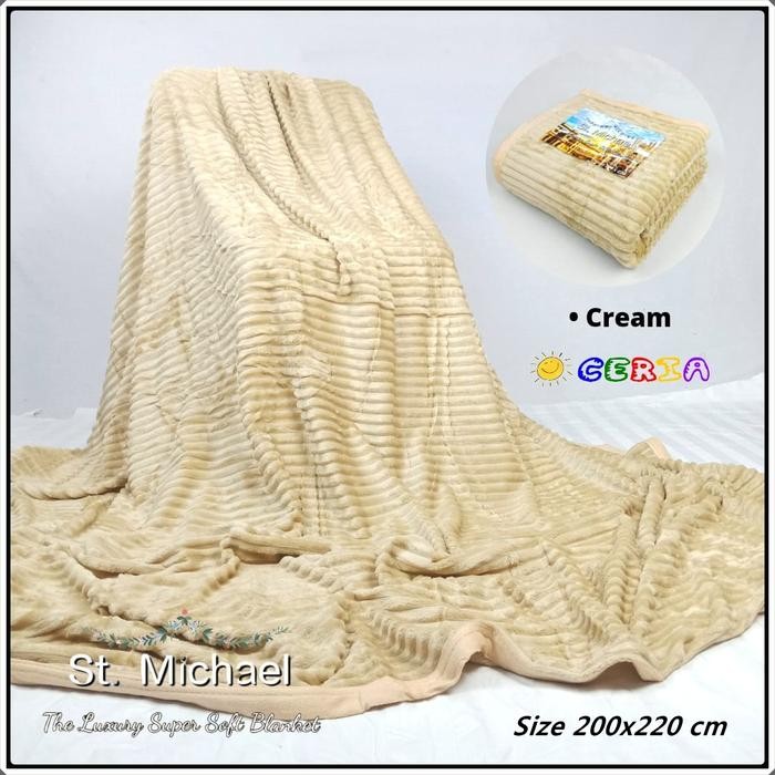 SELIMUT BULU TEBAL JUMBO SUPERSOFT ST MICHAEL SIZE 200X220 CREAM