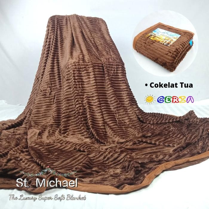 Selimut Tebal los Lembut Jumbo ST MICHAEL 200x220 cm - COKLAT
