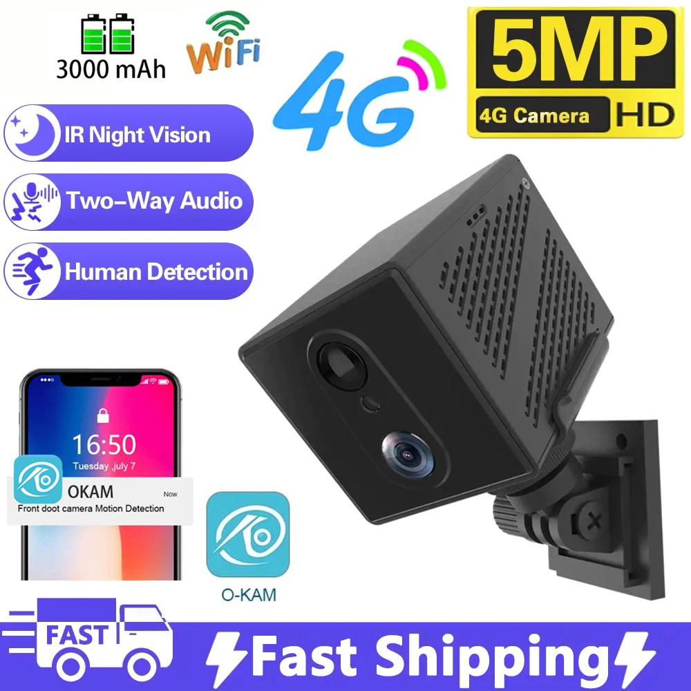 64GB 4G SIM Card Mini Camera 5MP 3000mAh Battery Wireless Wifi Night Vision Motion Detection CCTV