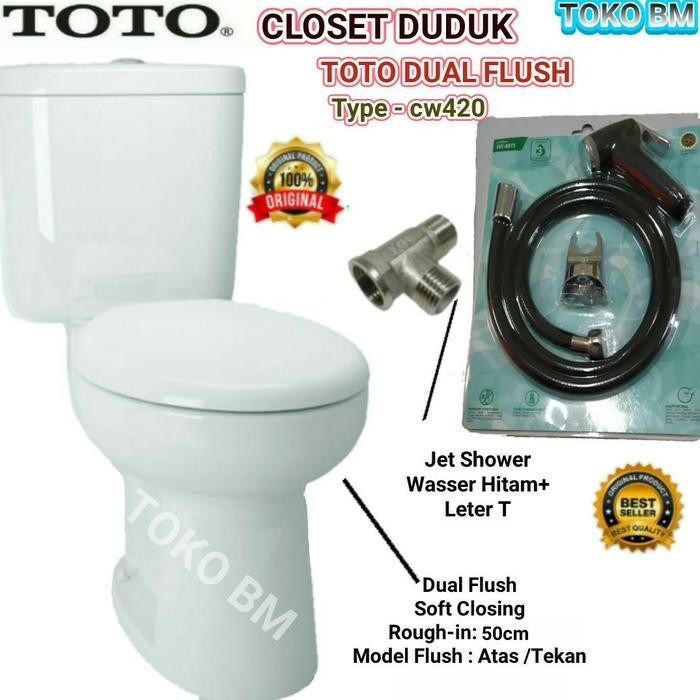 CLOSET DUDUK TOTO CW420J/TOTO CW420J WHITE TWO PIECE CLOSET-JRAK AS 50