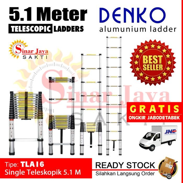

Terlaris Tangga Lipat Teleskopik 5 Meter Denko Ml-1050P Alumunium Telescopic 5M