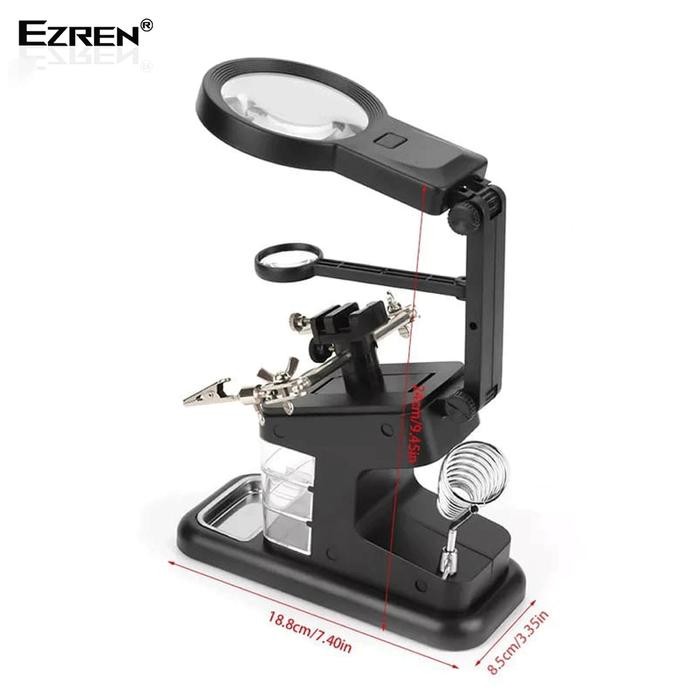 Ezren TE-803 Kaca Pembesar Dudukan Stasiun Magnifier LED Light Clamp