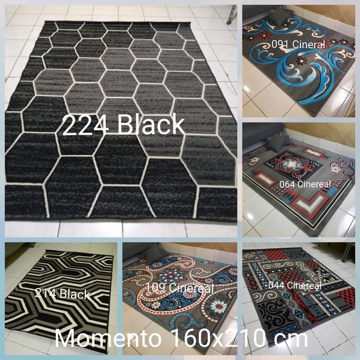Karpet Permadani Hitam Putih Monokrom Moderno 160x210 cm