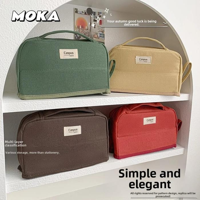 

[MILOLI] POUCH CAMPUS Pencil Bag Tas Kosmetik Travel Kotak Pensil Aesthetic Tempat Pensil Large