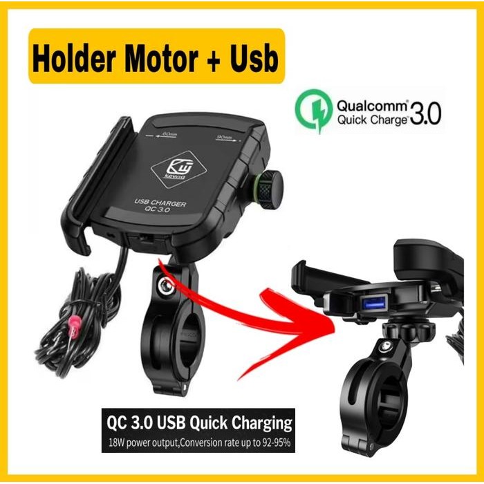 Holder Motor Hp Waterproof Charger Usb Qc 3.0 Stang / Spion Motor M8