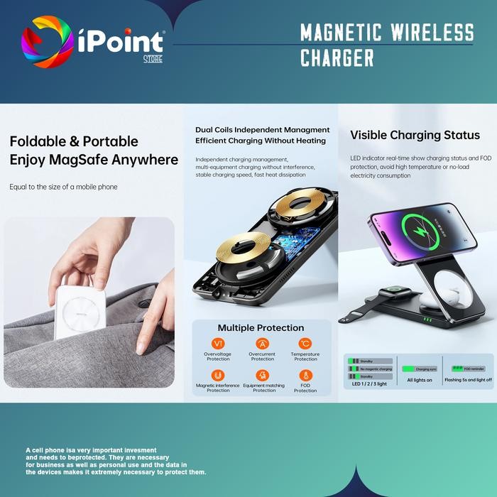 MCDODO MAGNETIC WIRELESS CHARGER 3 IN 1 25W