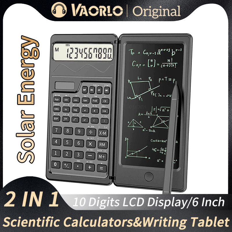 

Solar Powered Scientific Calculator & 6 Inch Writing Tablet Foldable 10 Digit LCD Display For Office