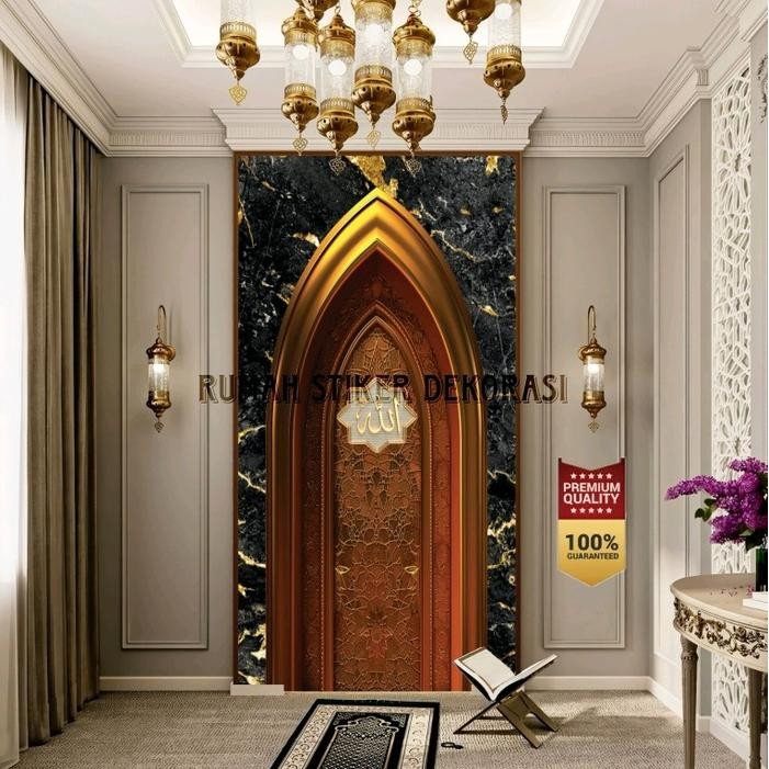 Stiker mihrab Estetik motif Maroko, stiker mihrab 3d, stiker Dinding mihrab masjid, stiker Dinding