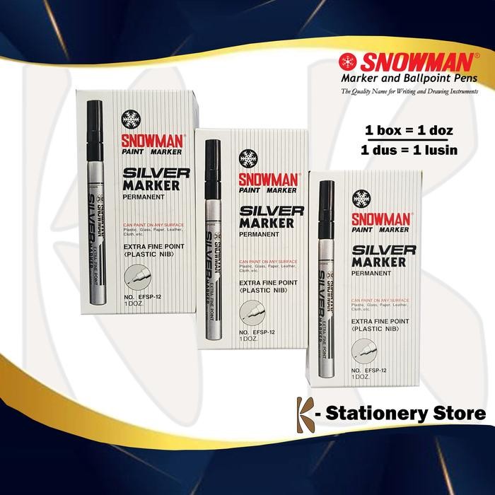 

FLASH SALE SPIDOL PERMANENT SILVER -- SNOWMAN PAINT MARKER -- EXTRA FINE (EFSP)