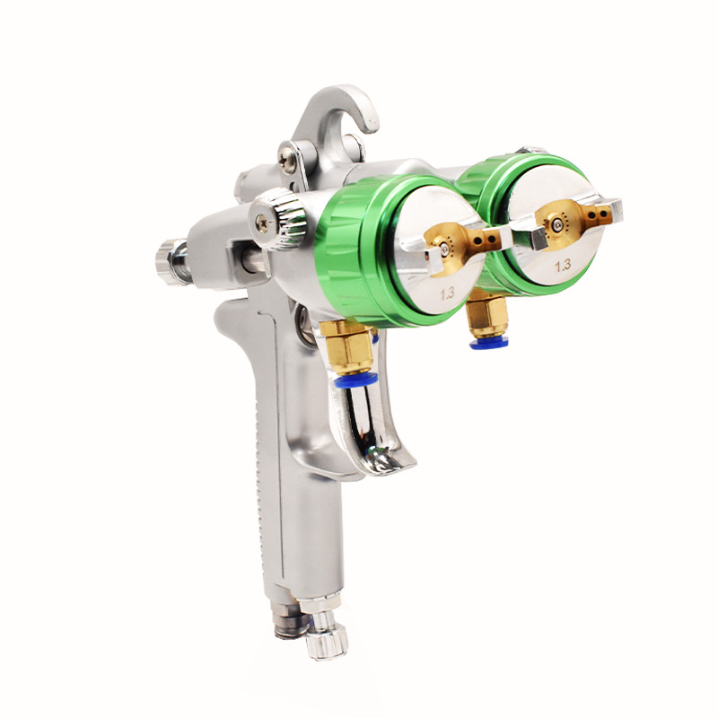 Auarita PT-29 Double Nozzle Spray Gun Pressure Feed Spray Gun Nano Chrome Paint Sprayer , Dual Head