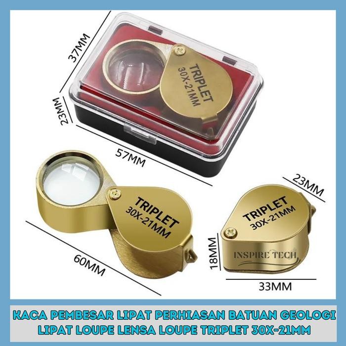 

Kaca Pembesar Lipat Perhiasan Batuan Geologi Lipat Loupe Lensa Loupe Triplet 30X-21Mm