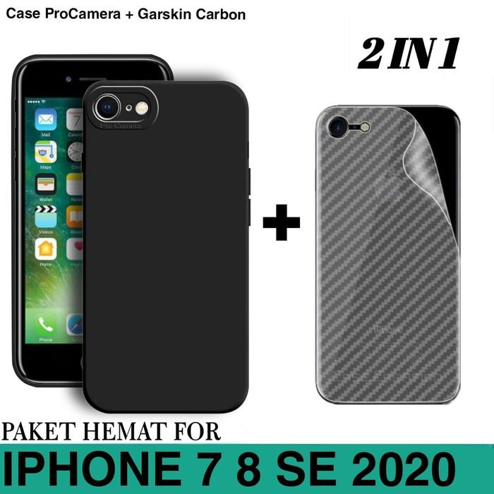 CASE IPHONE 7 / 8 / SE 2020 SOFT CASE FREE GARSKIN CARBON 3D