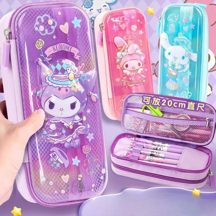 

( OTH1247 ) Kotak tempat pensil pencil case organizer 3D anak perempuan - sanrio kuromi cinnamoroll