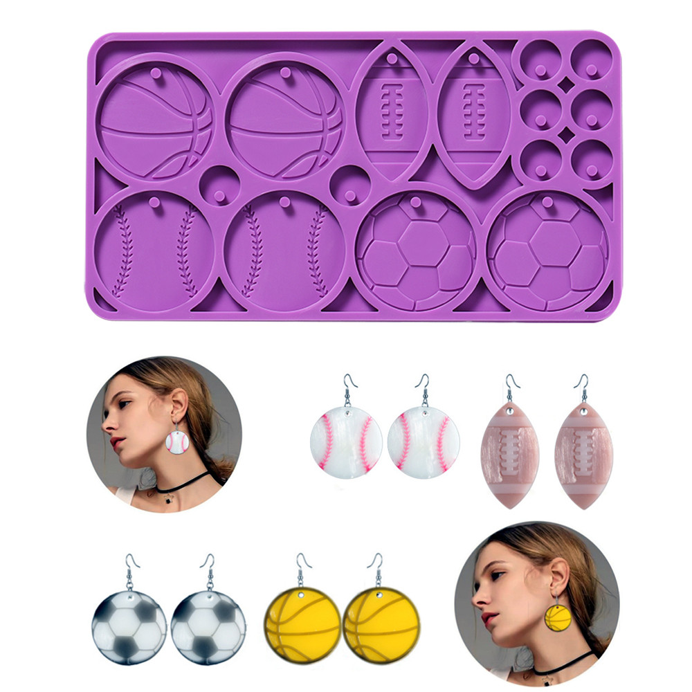Earrings Pendant Silicone Mold Football Basketball Ball Epoxy Resin Mould for DIY Epoxy Resin