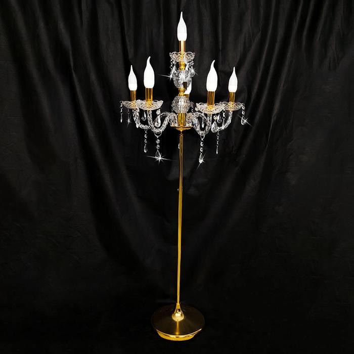 1 Set Lampu Standing / Berdiri Lilin Chandelier Cabang 6 Kristal Akrilik - Lampu dekorasi pelaminan
