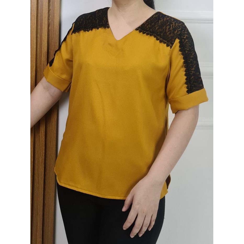 (Allthebest) LVL - New Blouse Jumbo Atasan Wanita VION Renda Brukat Blus Cewek Model Baru Baju