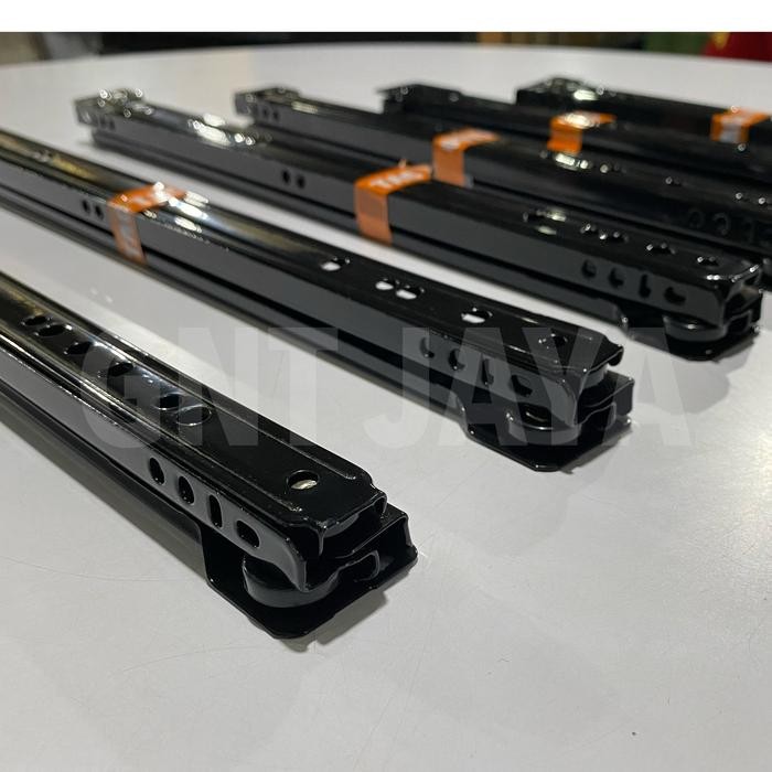 (Allthebest) Rel laci merk TACO 1Pasang warna hitam Rel laci lemari taco