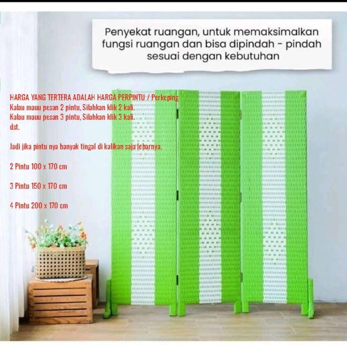 PREMIUM Sketsel Anyaman Plastik Rotan Pembatas Ruang Tamu Kantor Musholah Penyekat Partisi Ruangan