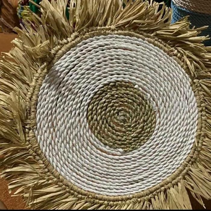 PREMIUM Wall decor dinding anyaman mendong rumbai