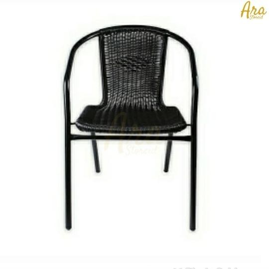 PREMIUM Kursi Teras Anyaman Plastik Hitam