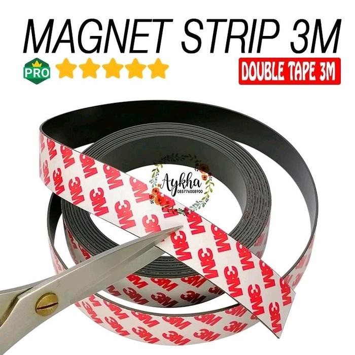 PREMIUM 2x100 cm Magnet Strip Lembaran Karet Flexible 2cmx100cm Tebal 1mm 3M