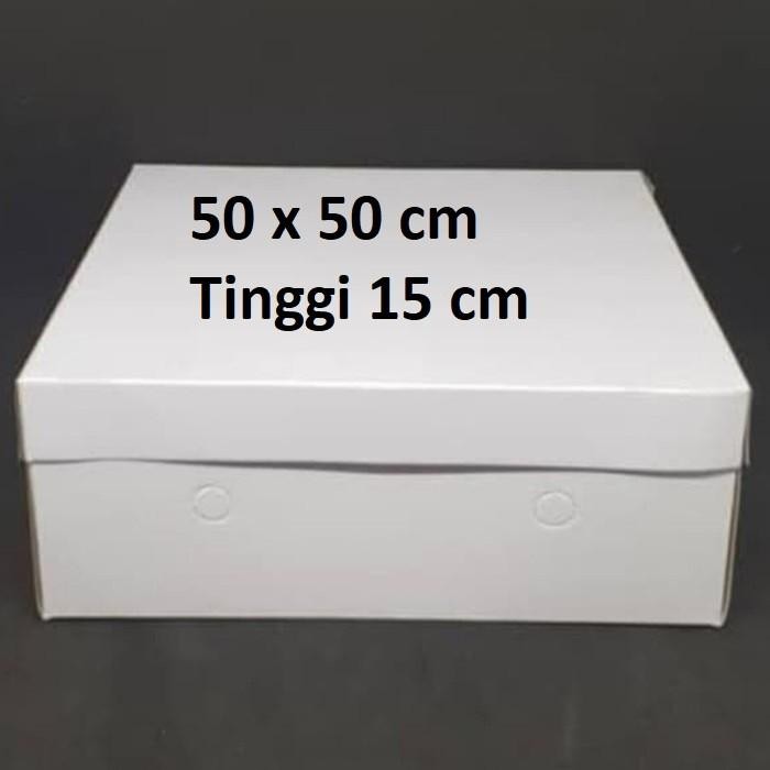 (Expert) Kotak Dus Kue 50 x 50 Tinggi 15 cm Wadah Roti Cake Tebal 50cm Putih