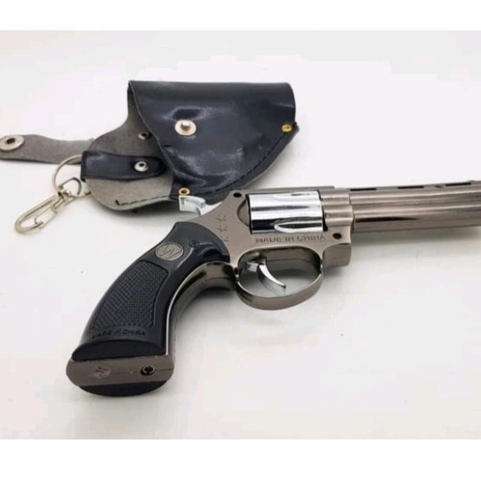 (Expert) korek gas pistol besi Lighter revolver phyton mancis metal gun replika