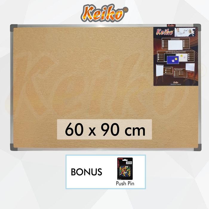 

Softboard Cork Pin Board / Papan Mading Gantung Keiko 60 X 90 Cm