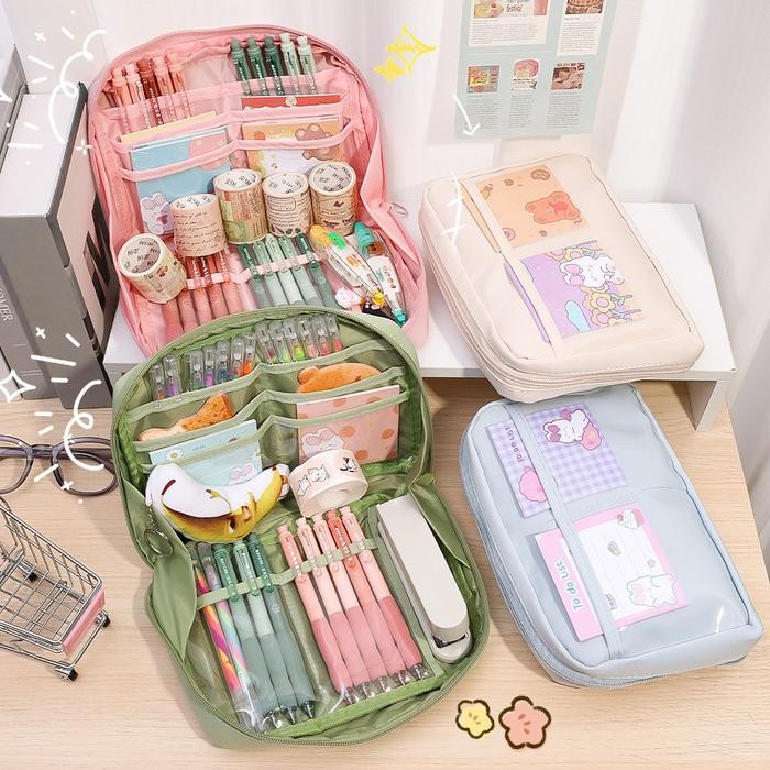 

GTT Tempat Pensil 12 Sekat Kotak Pensil Model Polos Bahan Kanvas Jumbo