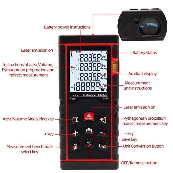 

Meteran Laser Digital 40M Laser Pengukur Jarak 40 meter Rangefinder