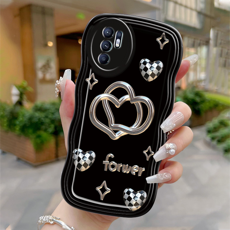 Casing Hp Untuk OPPO Reno 6 4G Reno 6 5G Case Krim gelombang Softcase Silikon Kesing Cinta mewah Ces
