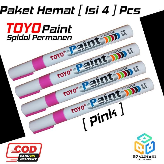 

Spidol permanen Toyo paint/ Warna Pink/ Paket isi 4 pcs/ 27 Variasi