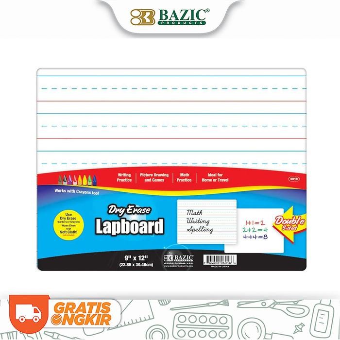 

Bazicdouble Sided Dry Erase Lap Board 9" X 12" W/ Marker - Papan Tulis