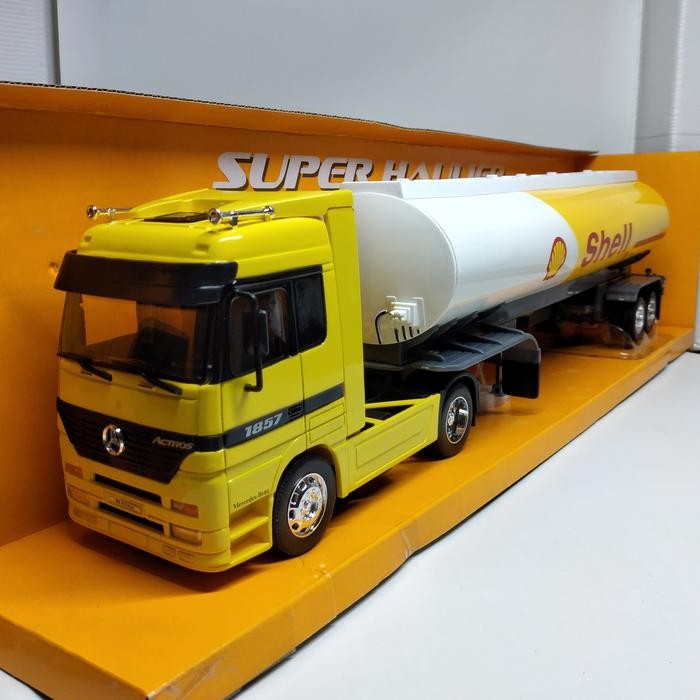 DIECAST TRUK TANGKI BBM SHELL MERCEDES-BENZ ACTROS WELLY SH 1:32