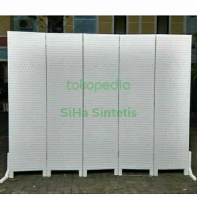 PARTISI SKETSEL PENYEKAT RUANGAN LIPAT PORTABLE ROTAN SINTETIS 5 PINTU