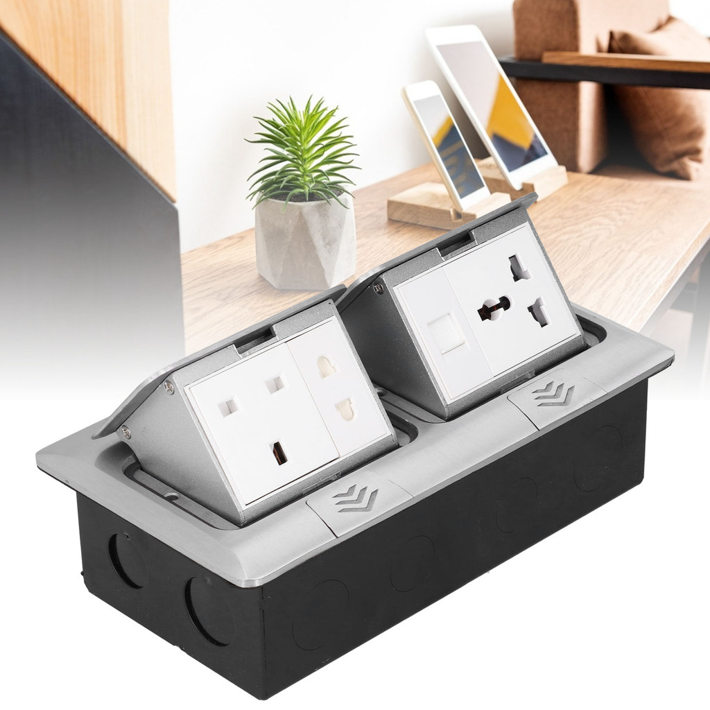 Standard Floor Outlet Socket Floor Up Outlet Socket Multifunction Silver Aluminum Alloy Standard