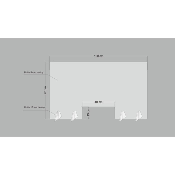 SEKAT AKRILIK / PEMBATAS / PARTISI MEJA KASIR 120 X 70 CM