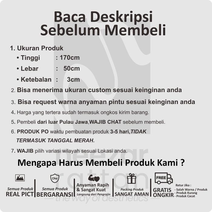 SKETSEL 2 PINTU. PEMBATAS PENYEKAT PARTISI RUANGAN ROTAN SINTETIS SEKAT RUANG TAMU ESTETIK