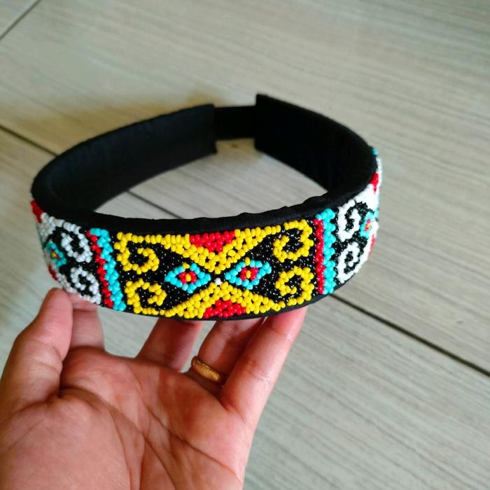 Ready Bando Manik Manik Ikat Kepala Dayak Hiasan Kepala Kostum Dayak Mahkota Tari Dayak Aksesoris
