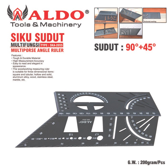 

SIKU SUDUT MULTIFUNGSI SUDUT 90 DERAJAT + 45 DERAJAT SKA-2055 / SIKU TUKANG / PENGGARIS POLA /