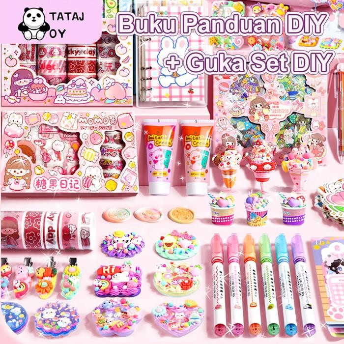

Tatajoy Set Stiker Buku Handbook Cute Stickers Set Guka Set + DIY Cute Diary Set Buku Panduan DIY