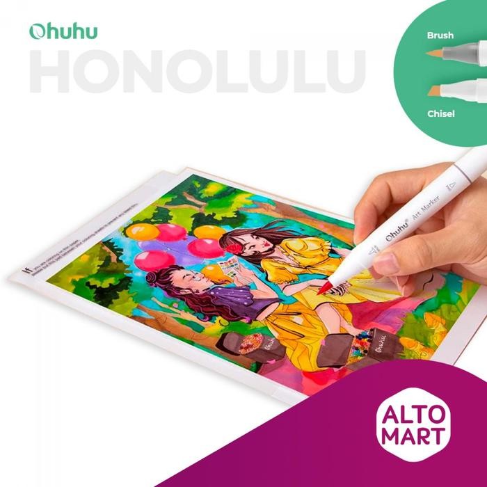 

OHUHU Honolulu 24 48 72 104 120 168 216 320 Alcohol Art Marker Color Dual Tip BRUSH and CHISEL