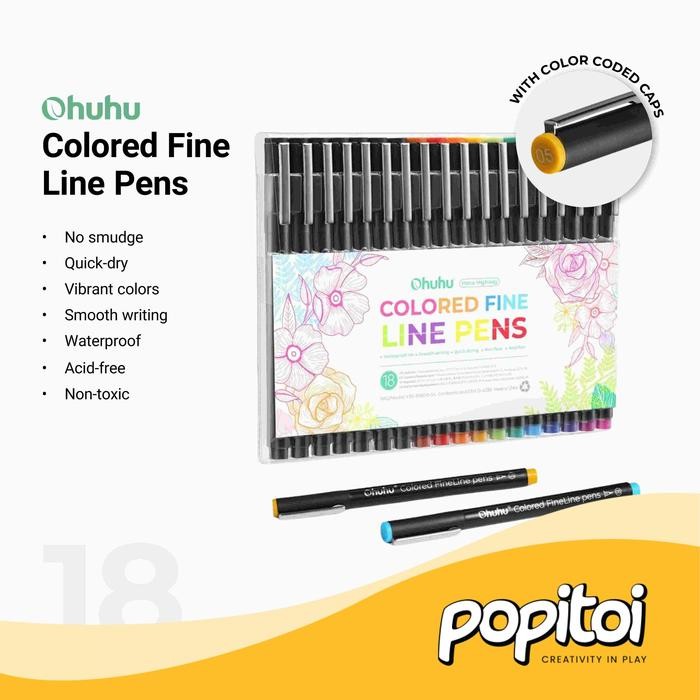 

Ohuhu Colored Fineliner Drawing Pen Set of 18 Colors Pulpen warna warni