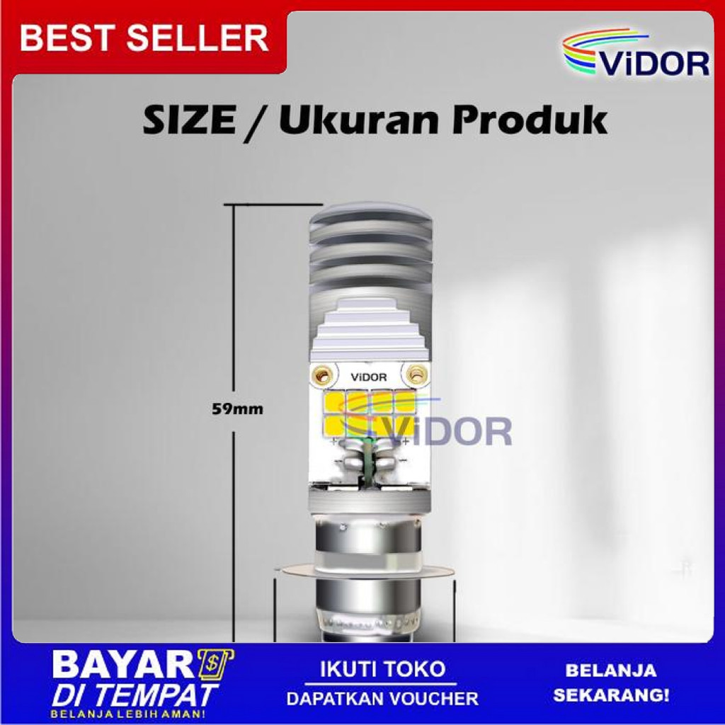 FREE ONGKIR LAMPU LED MOTOR VIDOR 16 LED 16 MATA AC DC PNP H6 T19 M5 WATT 10 + 10 W 10WATT GARANSI